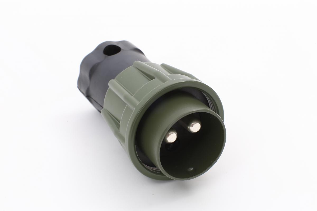 Photo 2-pole 24 volt plugs with screw ring 35 mm2, 50 mm2, olive green