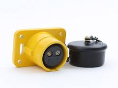 2-pole 24 volt sockets with rubber cap 35 mm2, 50 mm2, yellow
